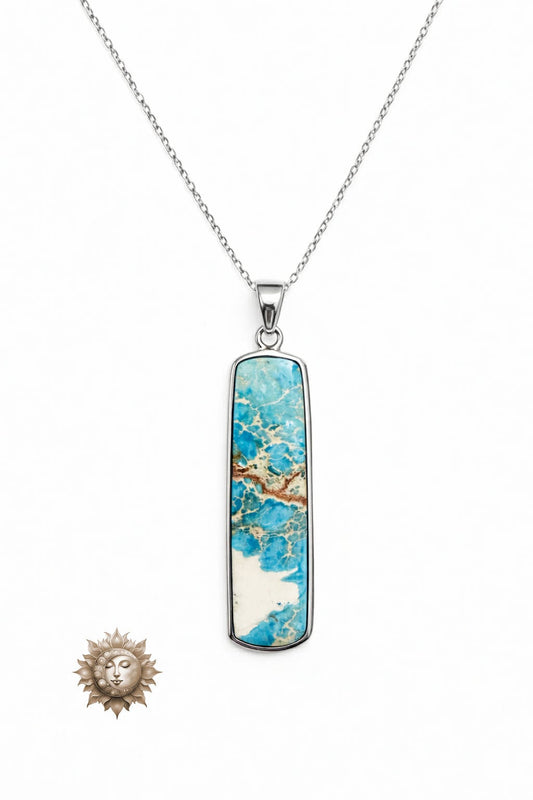 925 Sterling Silver Indonesian Turquoise Pendant and Necklace