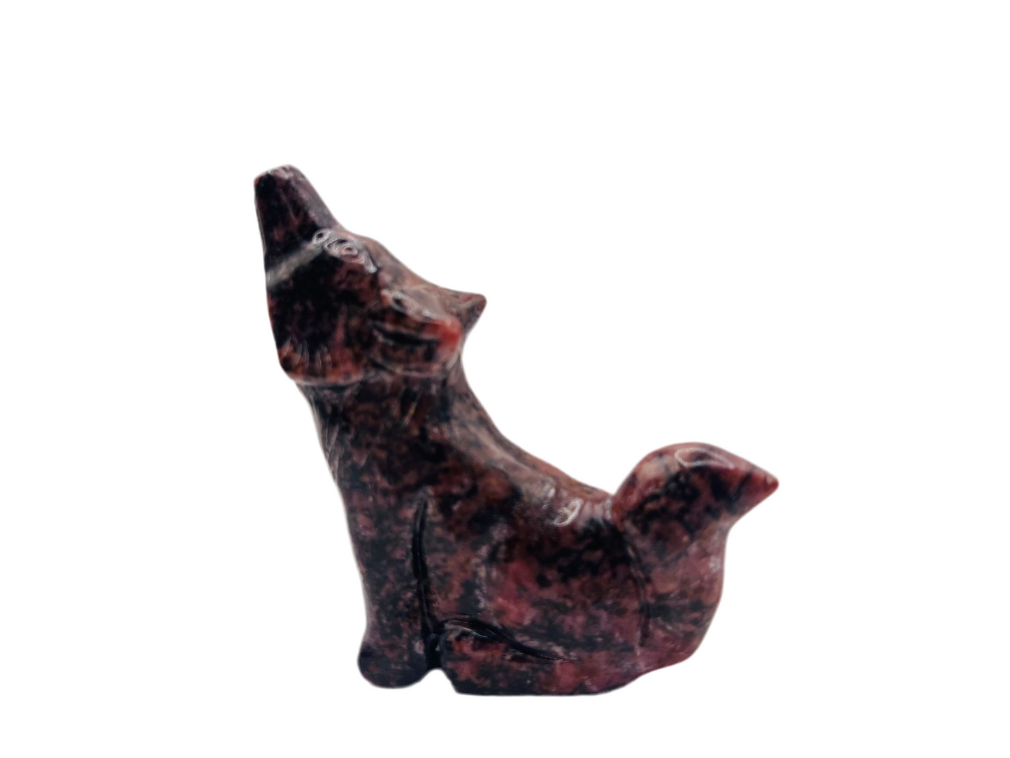 Rhodonite Wolf Carving