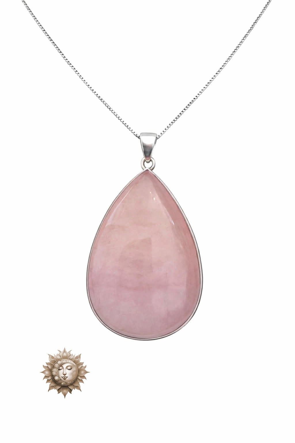 Statement Morganite Tear Drop Pendant and Chain 925 Sterling Silver
