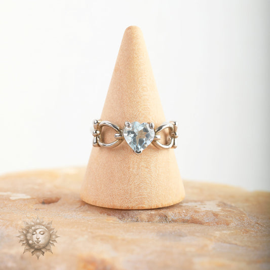 Aqua Marine Heart Ring