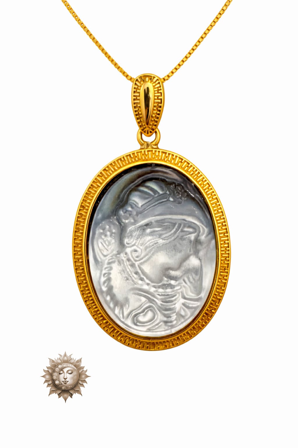 Cameo Style Pendant on Shell and Necklace