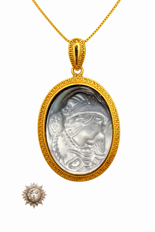 Cameo Style Pendant on Shell and Necklace