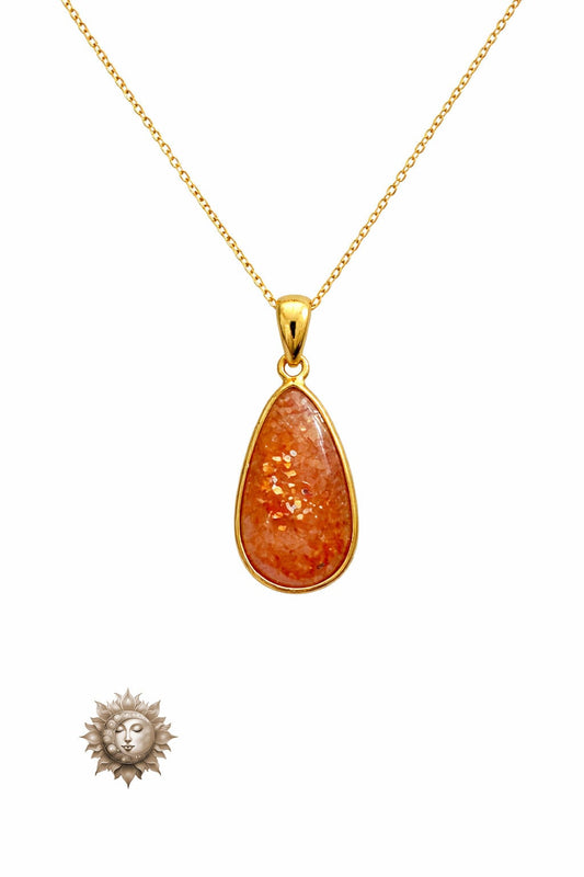 Sunstone Tear Drop Pendant and Chain