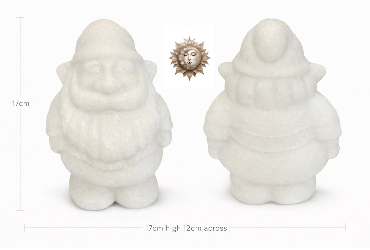 White Jade Gnome Carving – Large Natural Jade Statement Sculpture