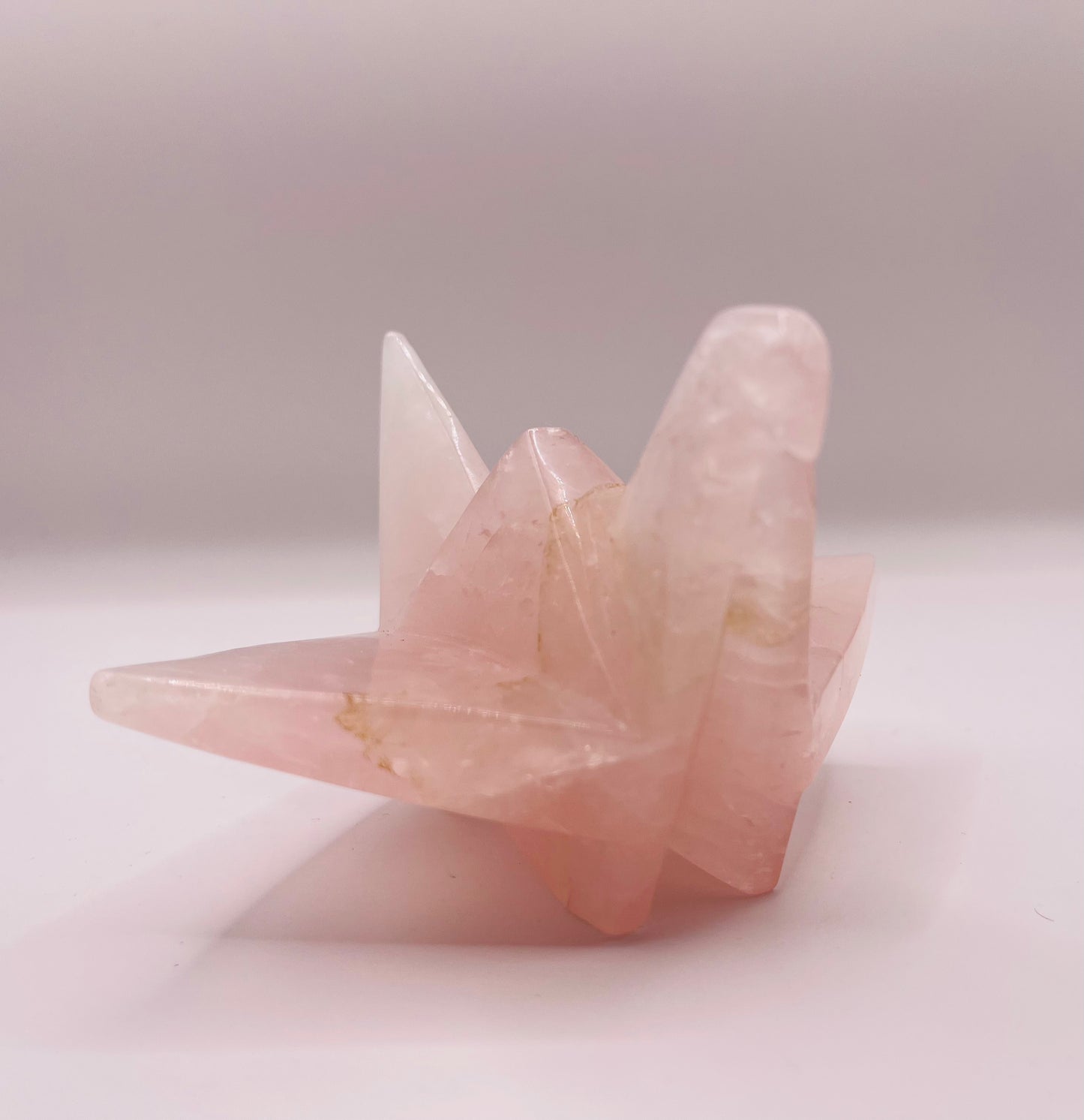 Rose Quartz Paper Crane Carving