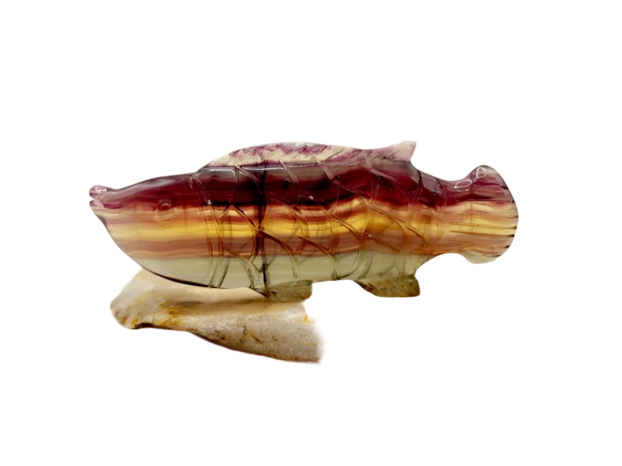 Rainbow Fluorite Fish Carving #2