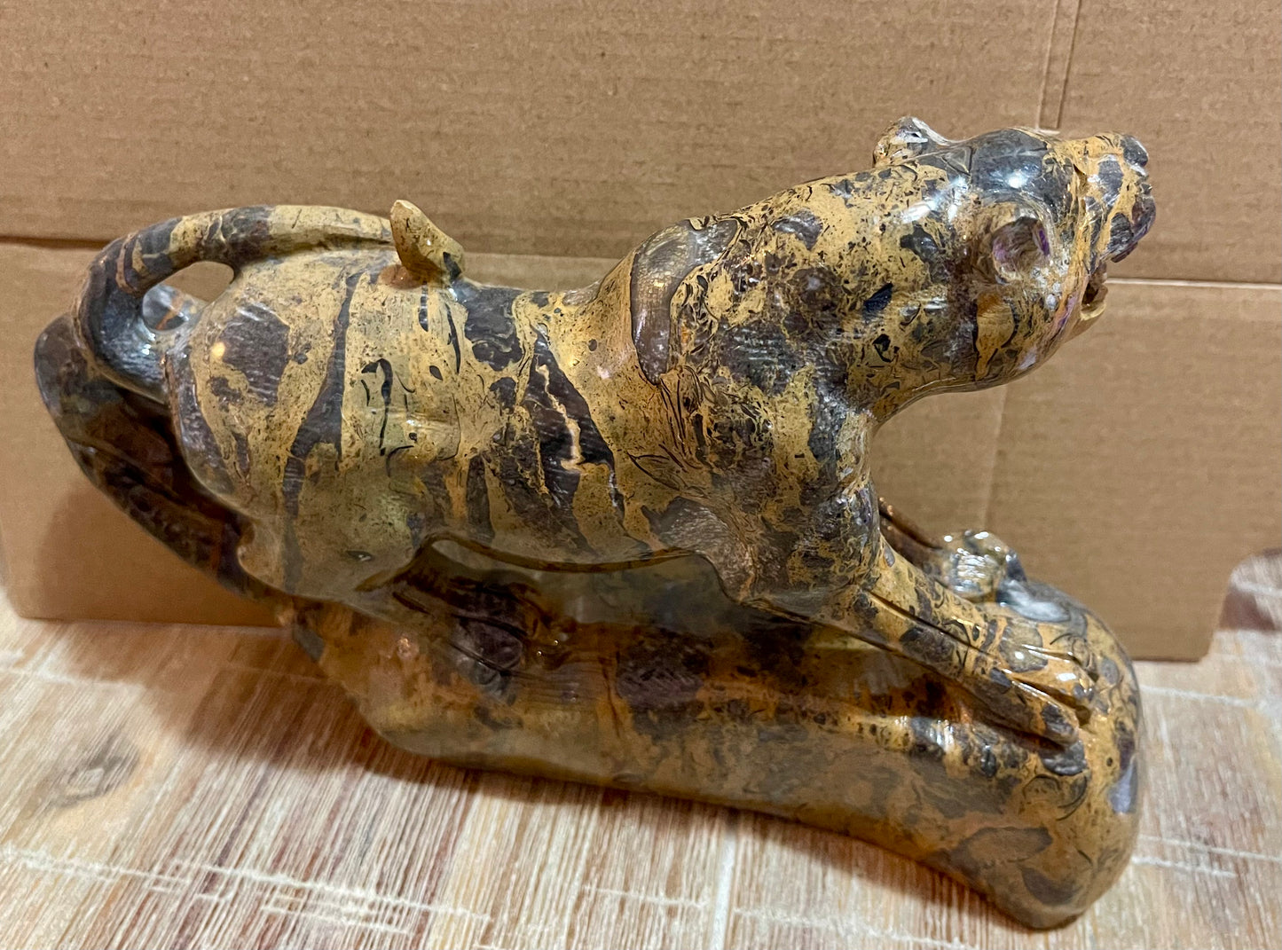 Bamboo Jade Large Cat Carving