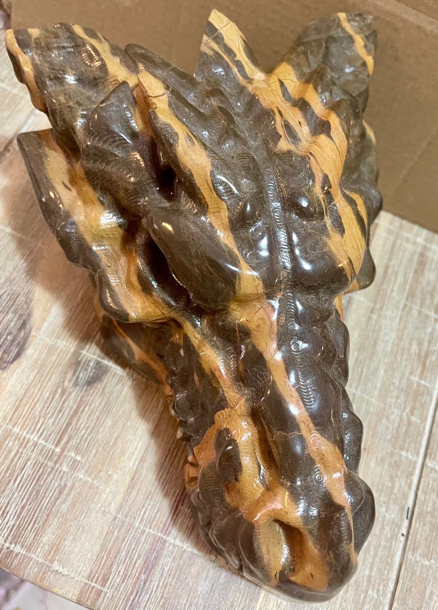 Extra Large Dragon Head Carving - Bamboo Jade