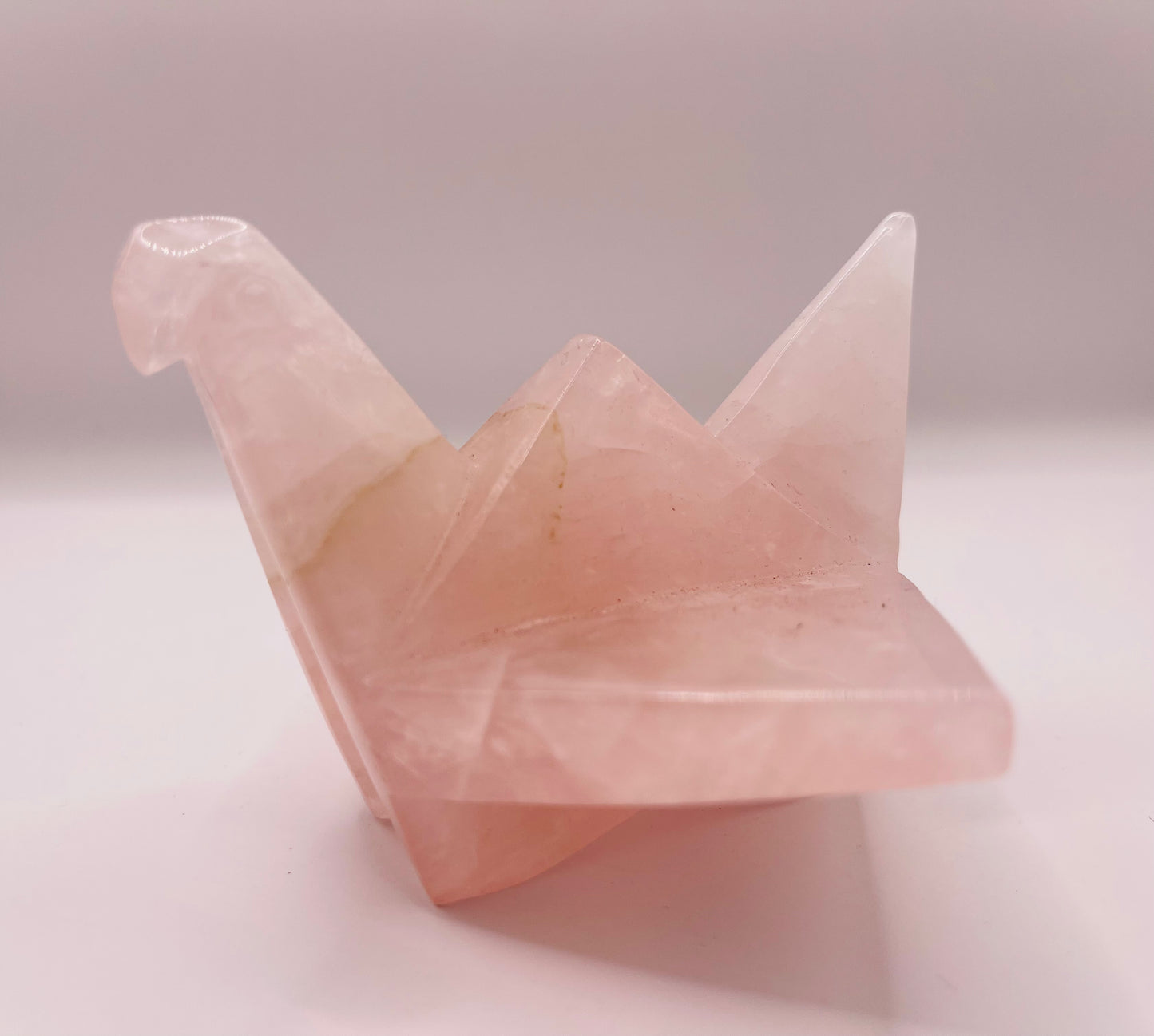 Rose Quartz Paper Crane Carving