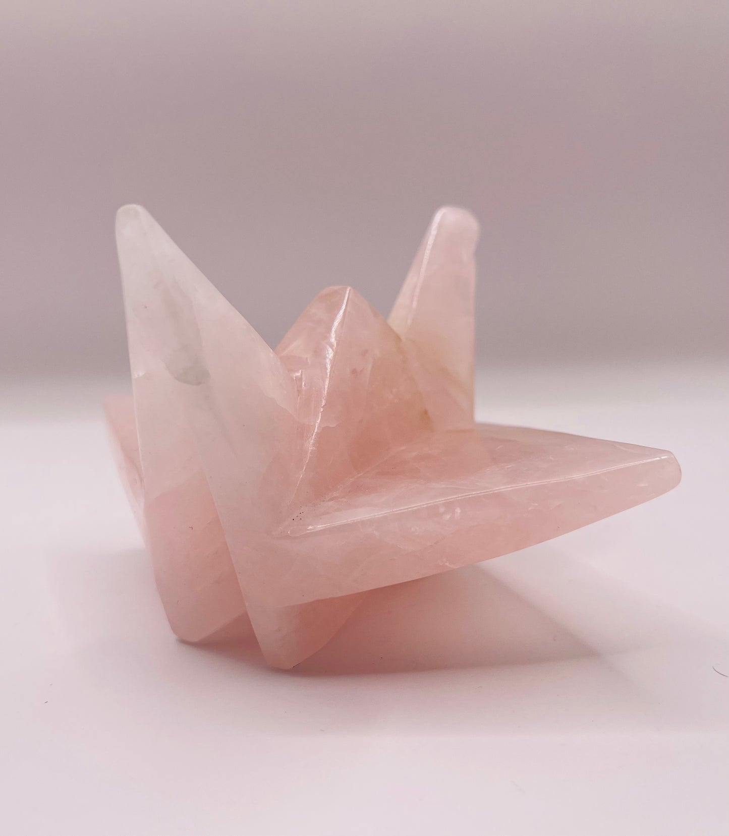 Rose Quartz Paper Crane Carving