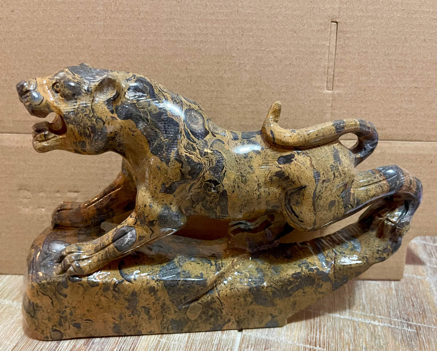 Bamboo Jade Large Cat Carving