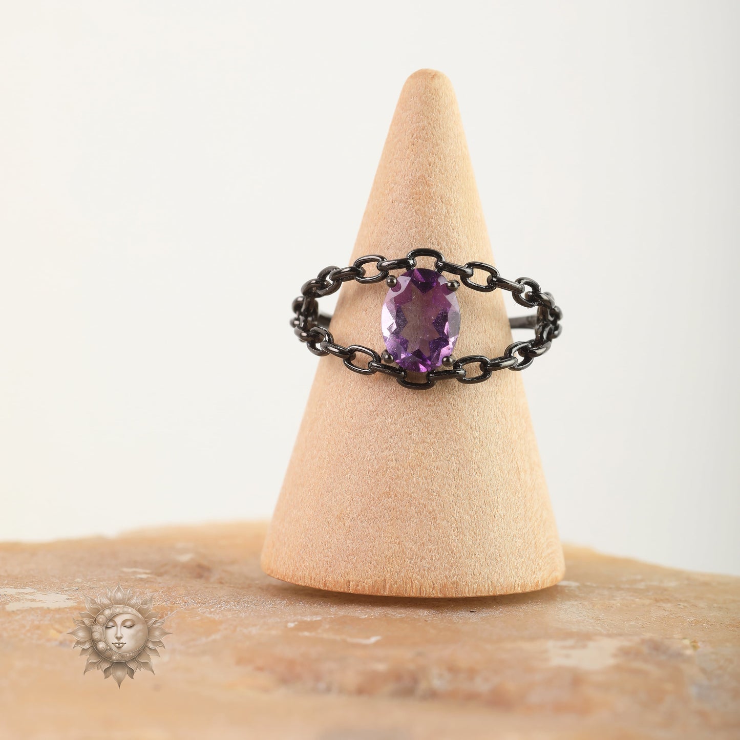 Amethyst Oval and Chain Ring