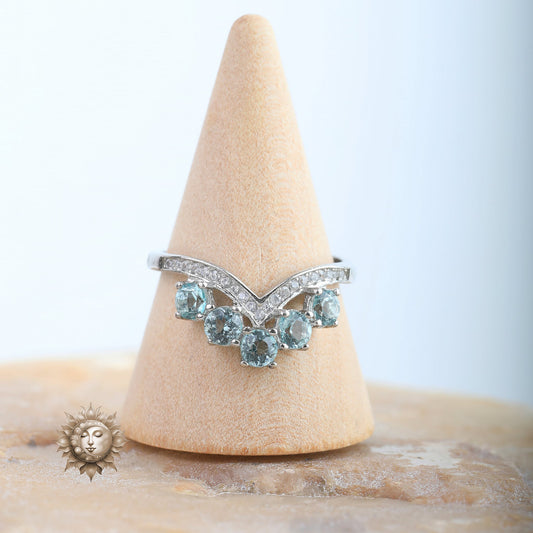 Aqua Marine Tiara Ring