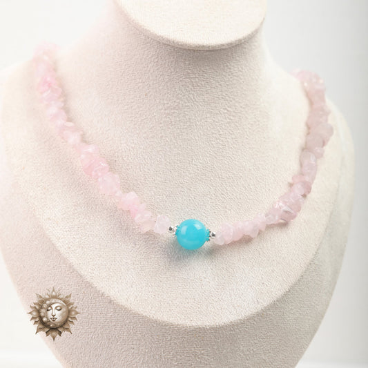 Rose Quartz and Amazonite Chip Necklace