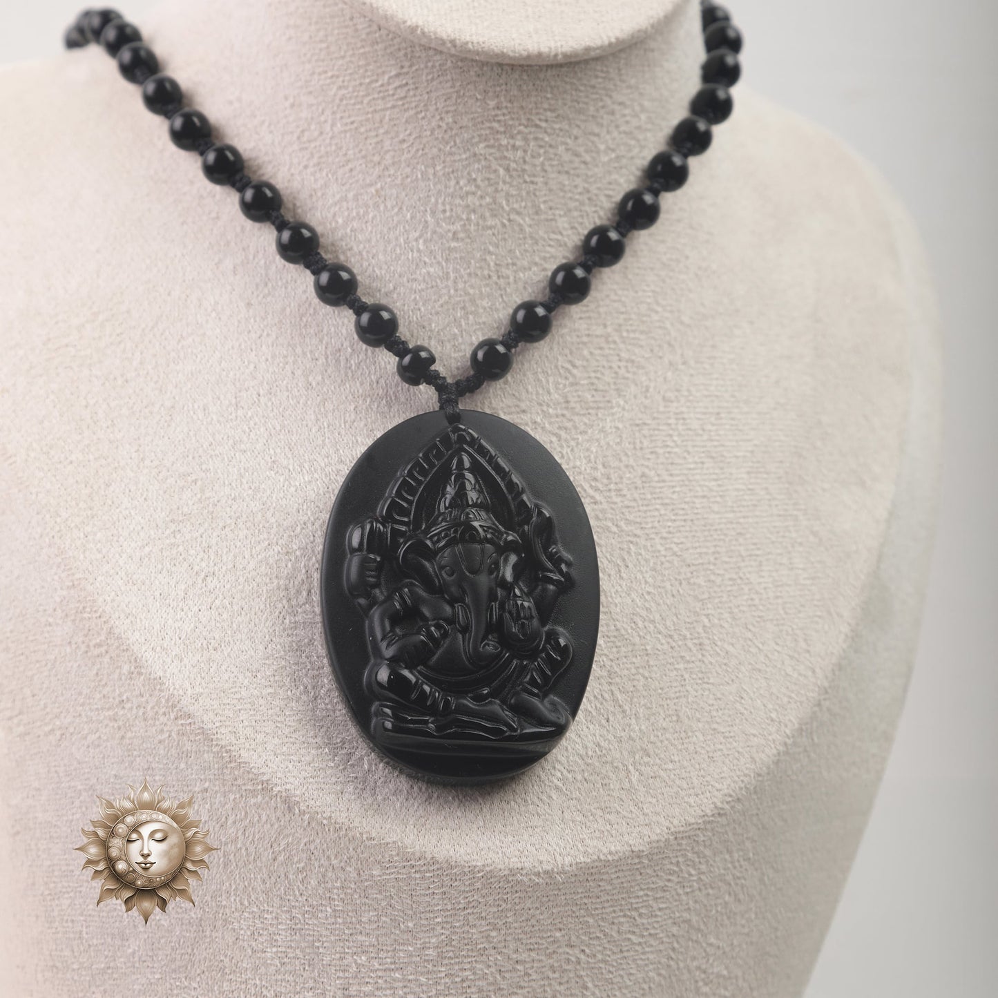 Ganesha Black Obsidian Necklace