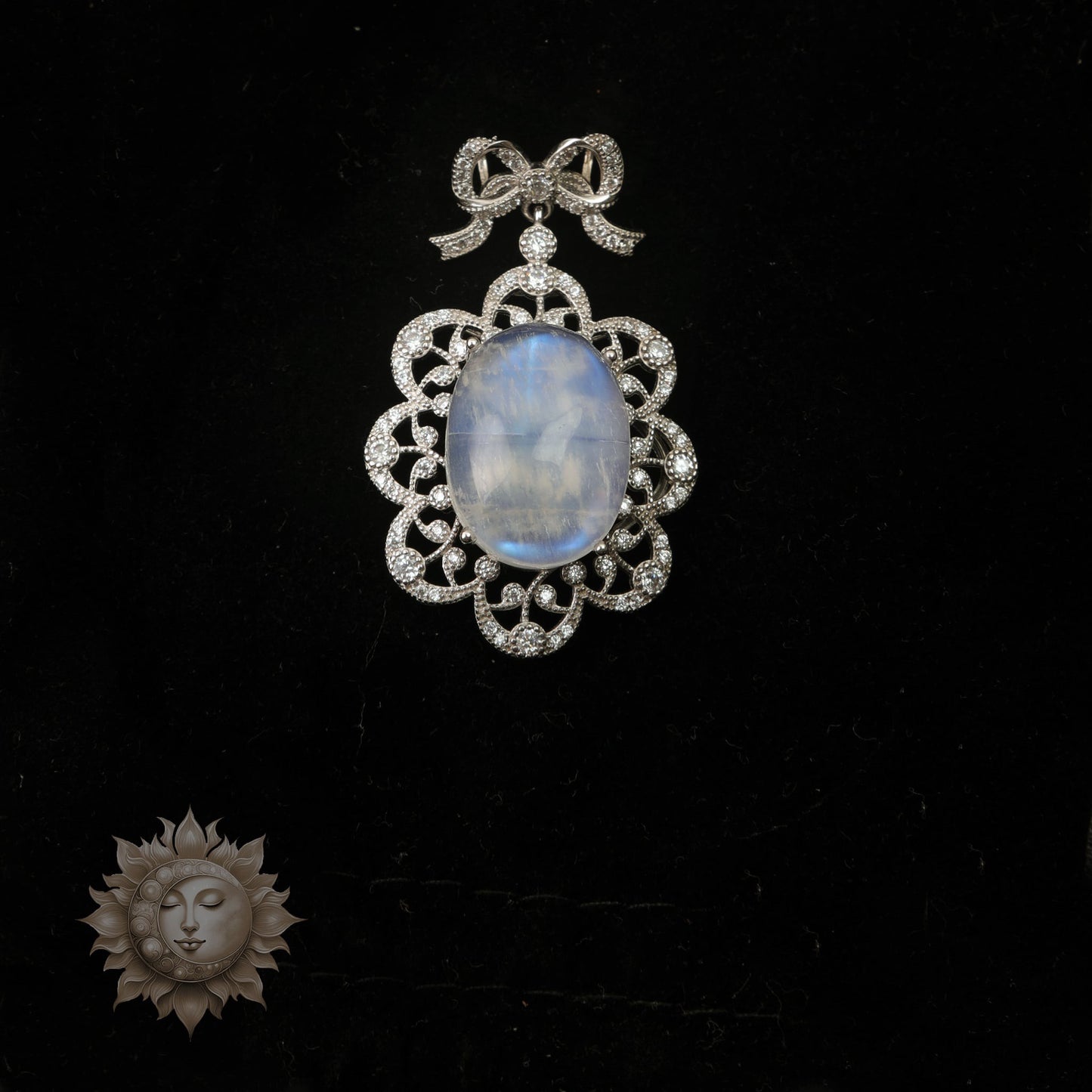 Moonstone Cameo and Bow style pendant