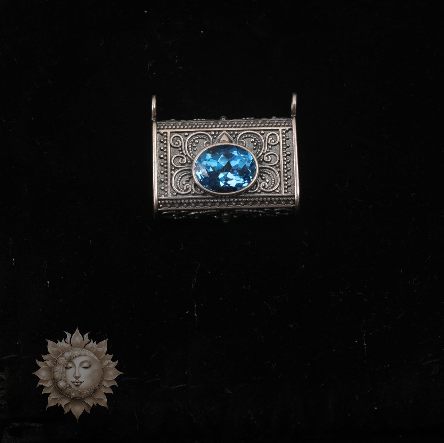 Blue Topaz Book Pendant