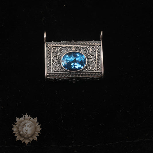 Blue Topaz Book Pendant