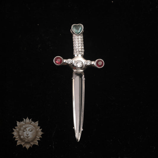 Tourmaline and Quartz Dagger Pendant