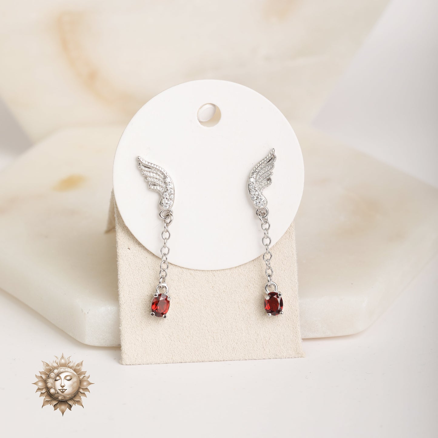 Garnet Wing Earrings