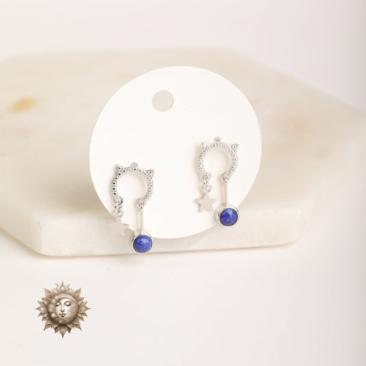 Kitty Headphone Earrings Lapis Lazuli