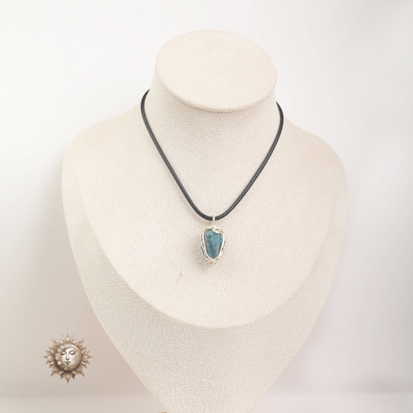 Raw Blue Apatite Wrapped Necklace