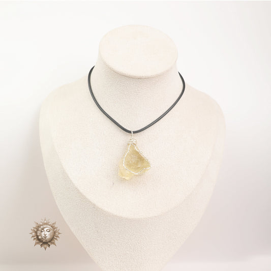 Raw Citrine Wire Wrapped Necklace