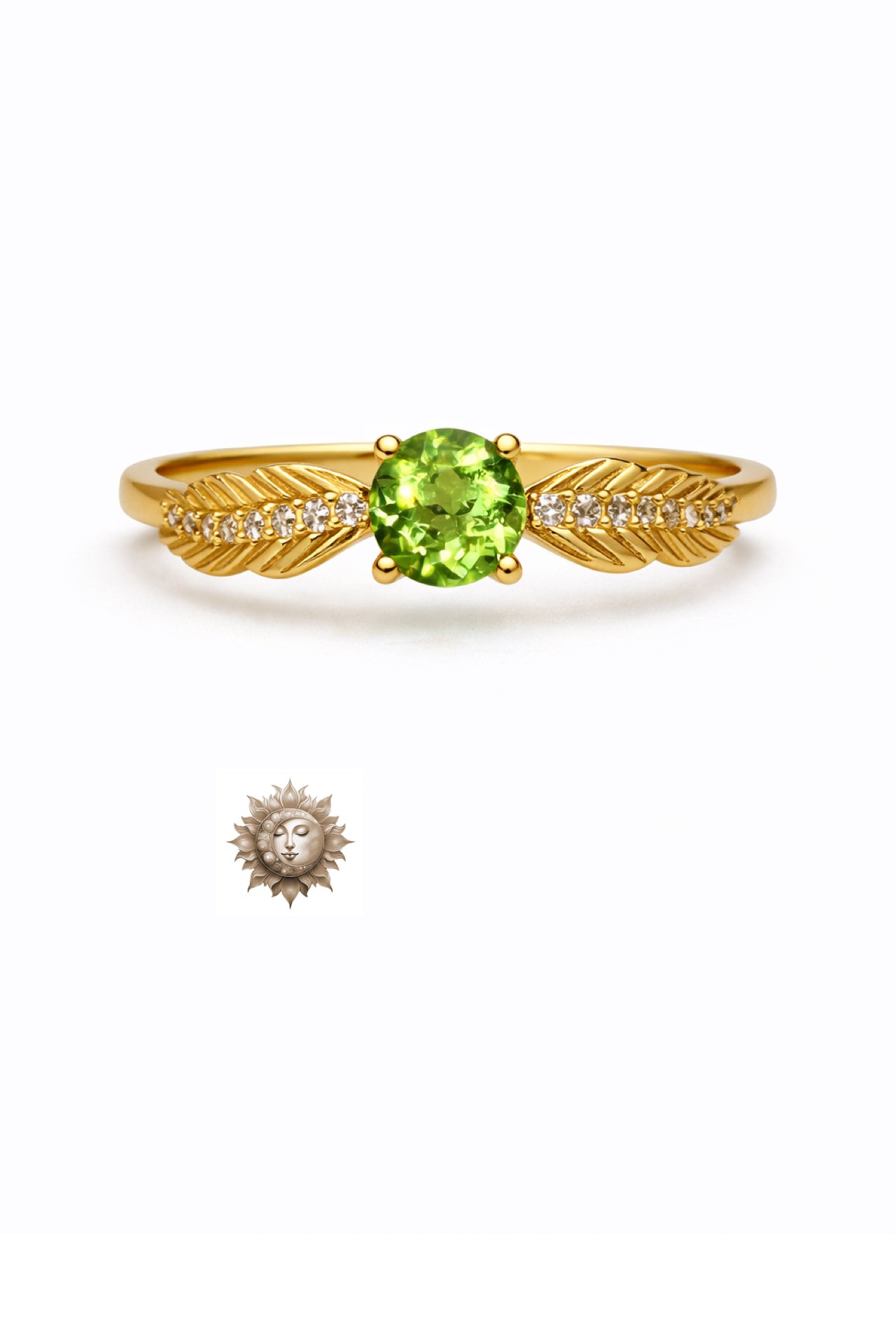 Peridot and Zircon 18 Carat Plated 925 Sterling Silver Adjustable Ring