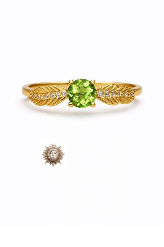 Peridot and Zircon 18 Carat Plated 925 Sterling Silver Adjustable Ring
