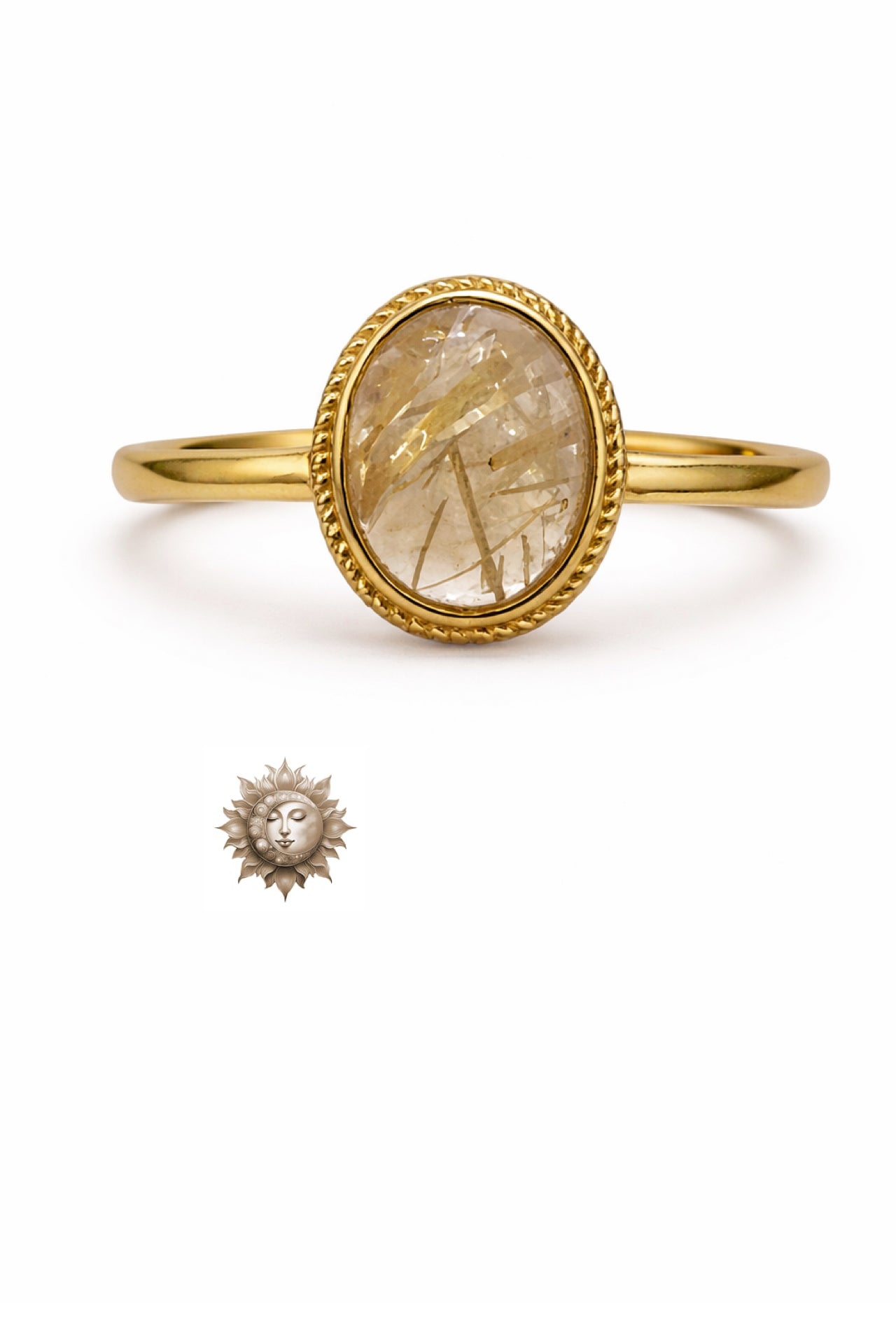 Golden Rutile In Quartz 18 Carat Gold Plated 925 Sterling Silver Adjustable