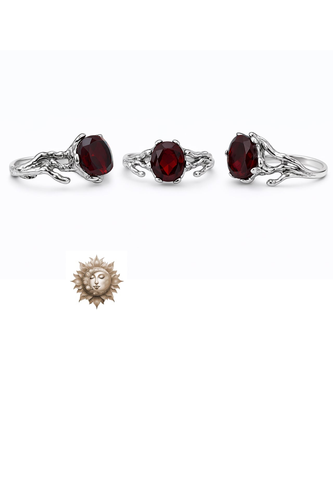 Garnet 925 Sterling Silver Adjustable Ring