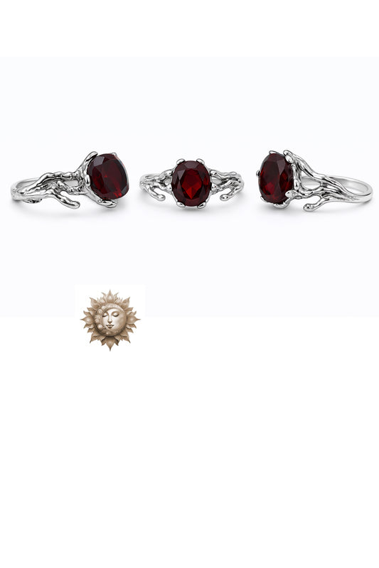 Garnet 925 Sterling Silver Adjustable Ring