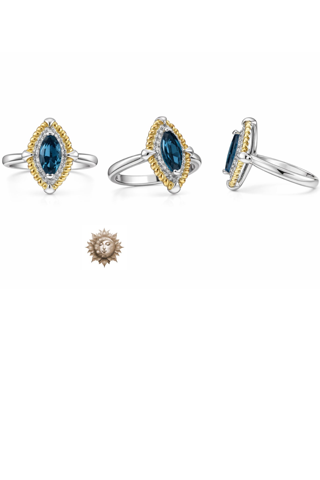 London Blue Topaz Adjustable 925 Sterling Silver Ring