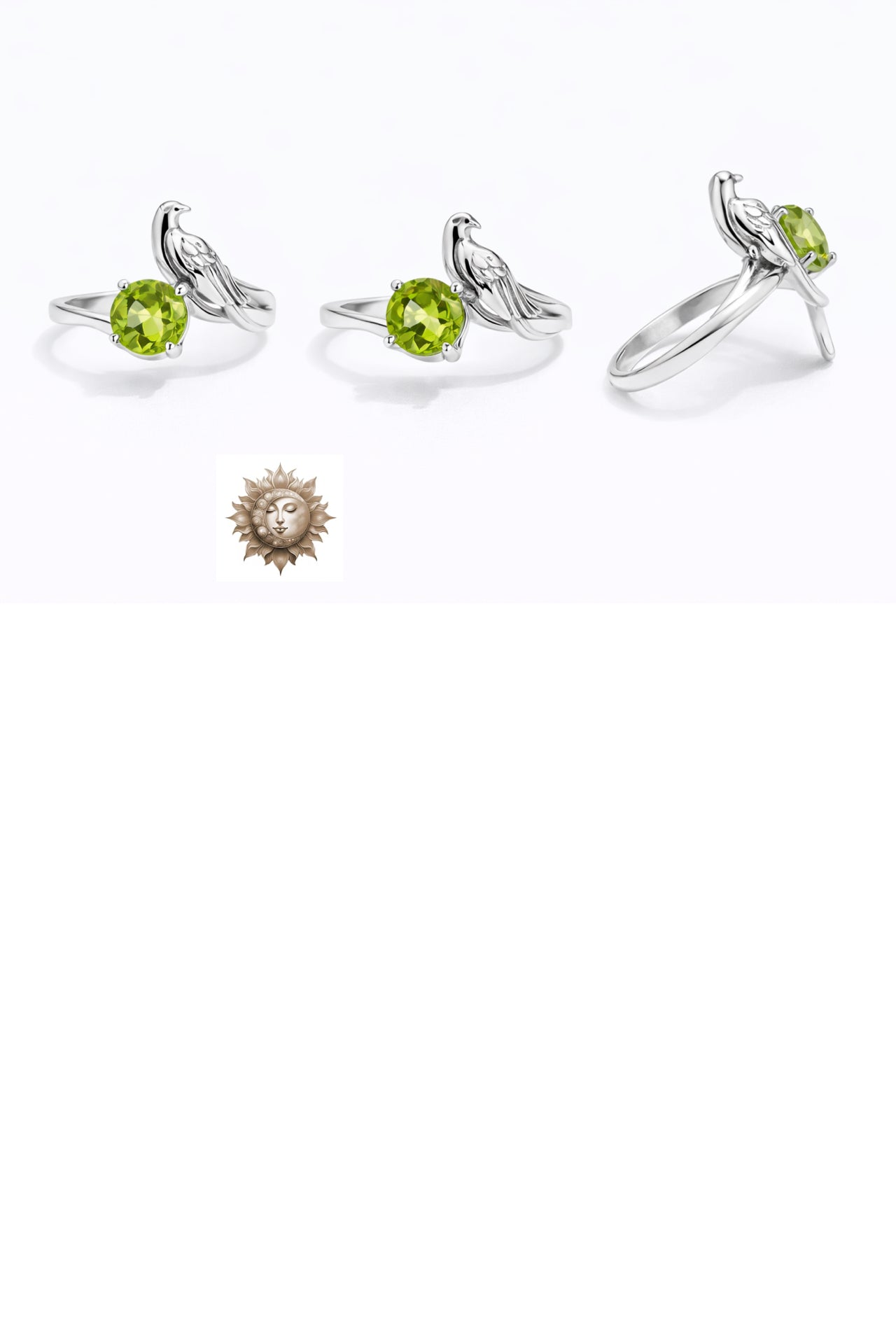 Peridot Bird 925 Sterling Silver Adjustable Ring