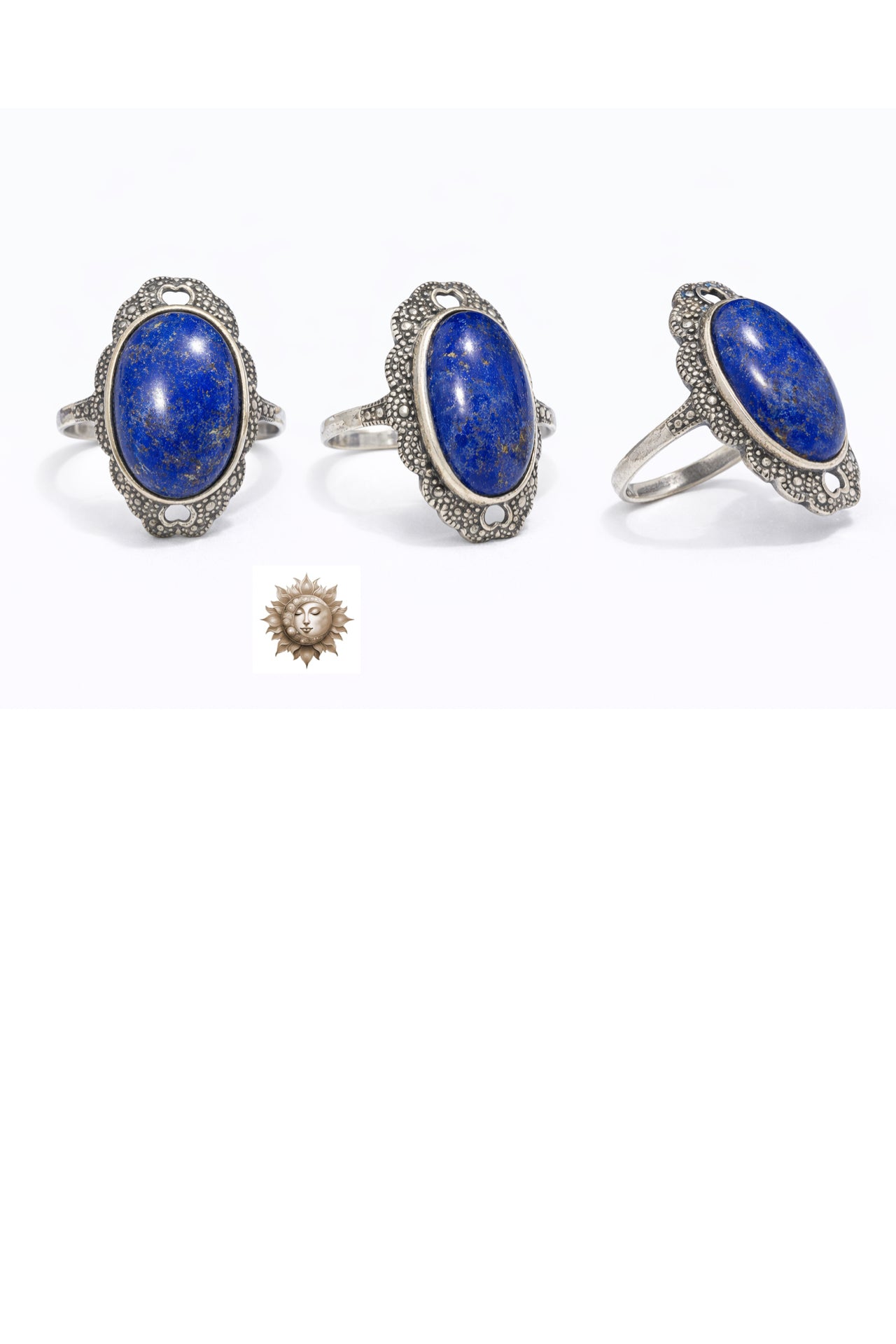Statement Lapis Lazuli 925 Sterling Silver Adjustable Ring