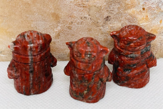 Mini Land Red Obsidian Baby Yoda carving