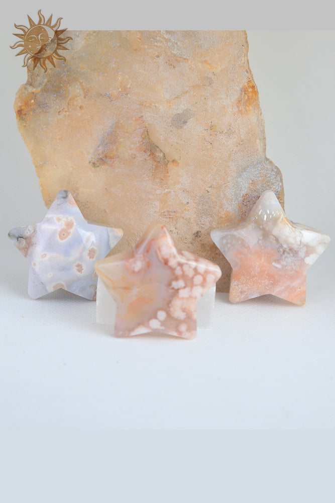 Flower Agate Star Carving