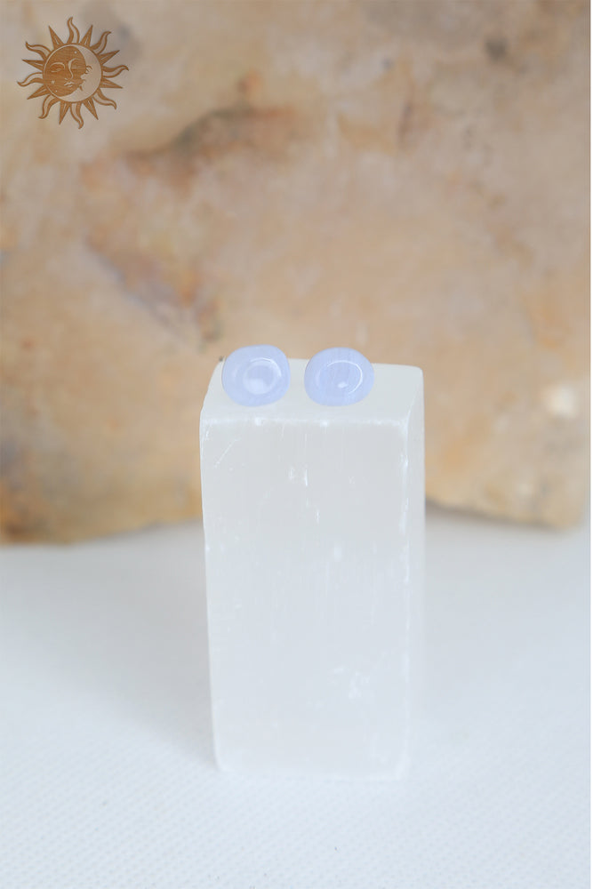 Blue Lace Agate Oval Studs